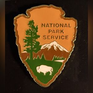 National Park Service -Arrowhead Shape  Large Enameled Brooch, Pin, New